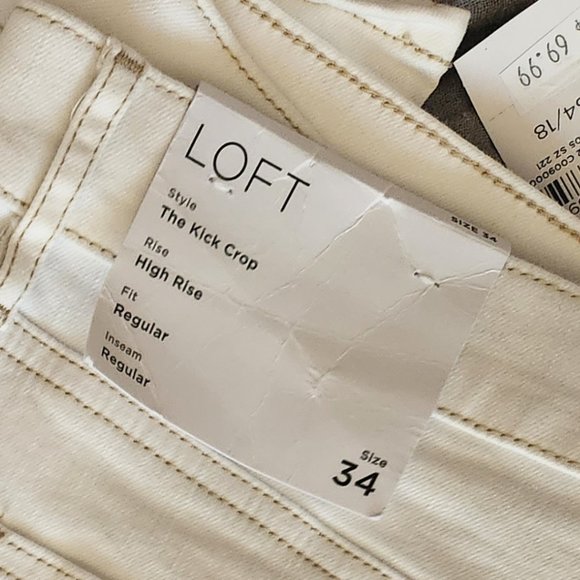 NWT Loft Kick Crop White Jeans, SIze 34/18 - Picture 4 of 10